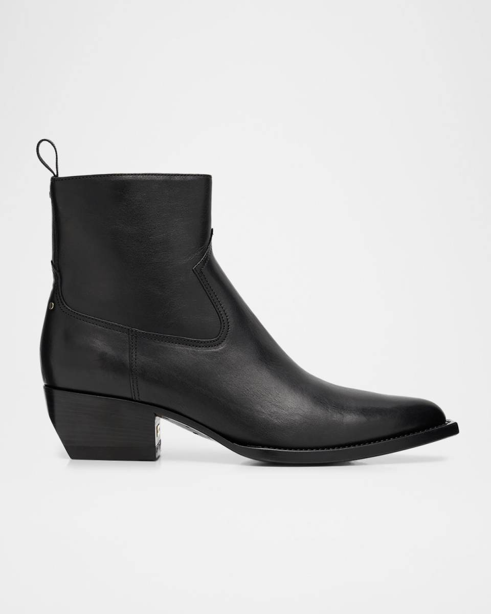 Debbie Leather Western Ankle Boots